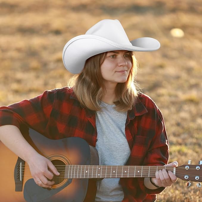 Photo 1 of Cowboy Hat for Men Women - Western Cowboy Hat Felt Wide Brim Cowgirl Hats for Travel, Fishing, Camping, Biking 