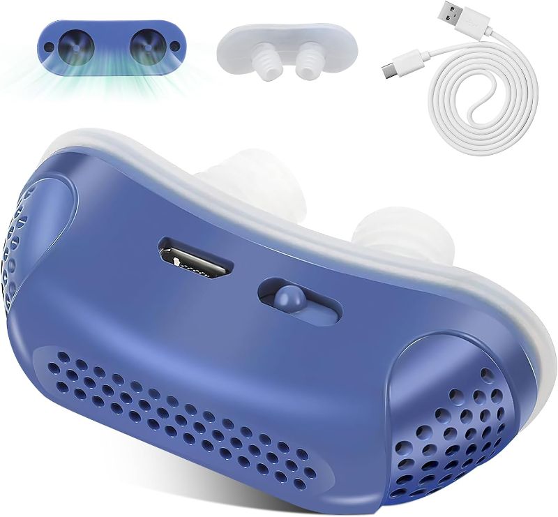 Photo 1 of Anti Snoring Devices, Effective Snoring Prevention, Twin Turbine Electric Adjustable and Breathable, Adjustable Wind Speed, Snoring Solution for Men and Women, Suitable for All Nose Shapes. Blue-04
 