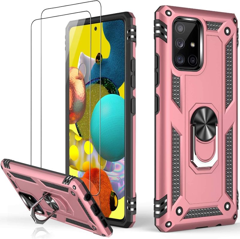 Photo 1 of LUMARKE Galaxy A51 5G Case,Pass 16ft. Drop Tested Military Grade Cover with Magnetic Ring Kickstand Compatible with Car Mount Holder,Protective Phone Case for Samsung Galaxy A51 5G Rose Gold
 