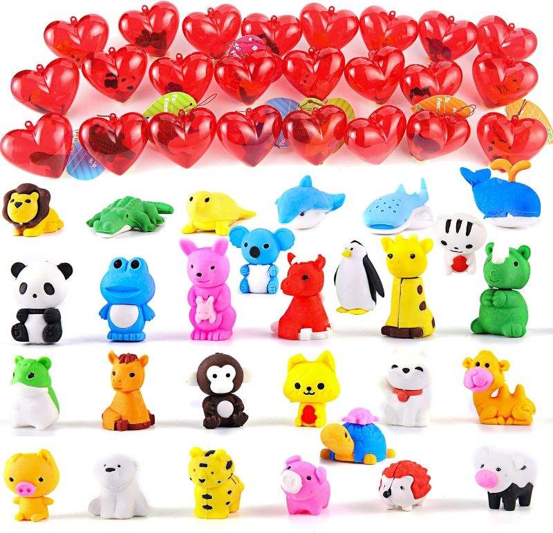 Photo 1 of JOYIN 28 Packs Kids Valentine Party Favors Set with Valentine Eraser Bulk Filled Hearts and Valentine Cards for Kids Valentine Classroom Exchange Heart Valentine Eraser for Kids Valentine Prize
 