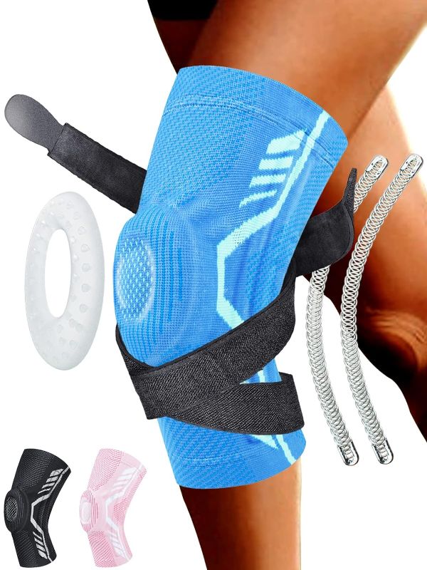 Photo 1 of 
Knee Braces for Knee Pain?New quadruple Spring Support Technology?Knee Compression Sleeve for Men and Women, Knee Pads for Meniscus Tear, ACL, Arthritis, Joint Pain Relief   large blue 