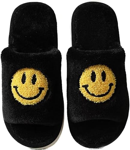 Photo 1 of kissxiaoya Smile Face Slippers for Women Men, Retro Soft Plush Lightweight Smile Face House Slippers, Indoor Outdoor Cozy Trendy Slip-On Slipper 42-43 