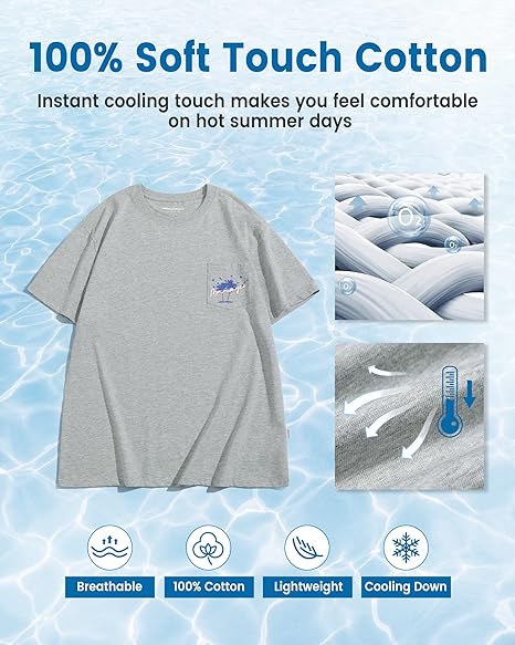 Photo 1 of maamgic Mens Graphic T-Shirts Soft Cooling Touch Tees with Pocket
 large 