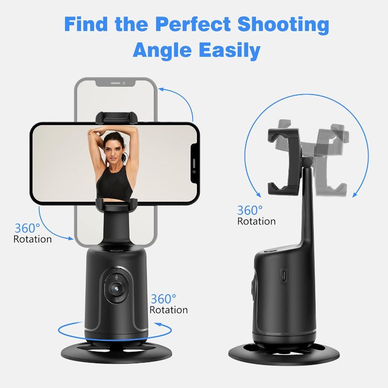 Photo 1 of Auto Face Tracking Tripod, 360° Rotation Body Phone Camera Mount Smart Shooting Holder with Remote Selfie Stick, No App, Gesture Control, for Vlog, Tiktok
 