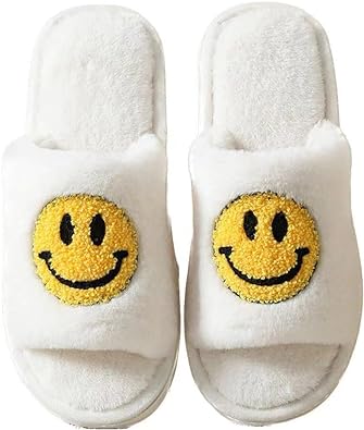 Photo 1 of 38-36 kissxiaoya Smile Face Slippers for Women Men, Retro Soft Plush Lightweight Smile Face House Slippers, Indoor Outdoor Cozy Trendy Slip-On Slipper
 