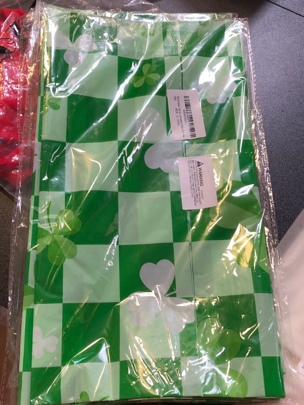 Photo 1 of 3Pcs St. Patrick's Day Tablecloth Clover Decor for Home Party Decoration Holiday Dinnerware, 3 Pack Disposable Plastic 54" x 108" St Patricks Day Decorations 2 PACK 
