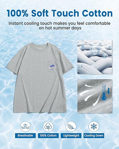 Photo 1 of maamgic Mens Graphic T-Shirts Soft Cooling Touch Tees with Pocket
 m 