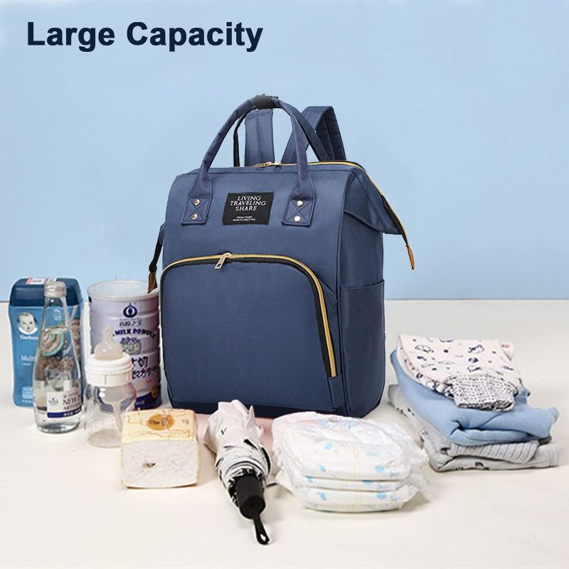 Photo 1 of  Organizing Pouches, Nappy Bags Handbag Multifunction Diaper Bag for Baby Care Travel Backpack Large Capacity Blue 