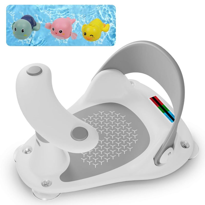 Photo 1 of Baby Bath Seat, Infant Bath Seat for Babies 6 Months & Up, Baby Bathtub Seat with Baby Bath Thermometer/4 Strong Suction Cup Non-Slip, Compact and Foldable Toddler Bath Seat
 