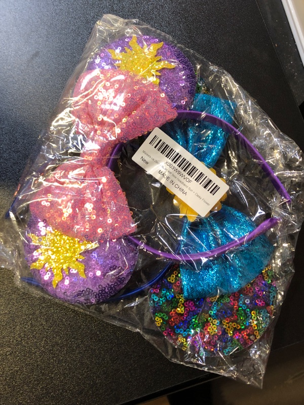 Photo 2 of FANYITY Mouse Ears, Sequin Mouse Ears Headband for Boys Girls Women halloween&Disney Trip (Purple sun)
 2 pcs 