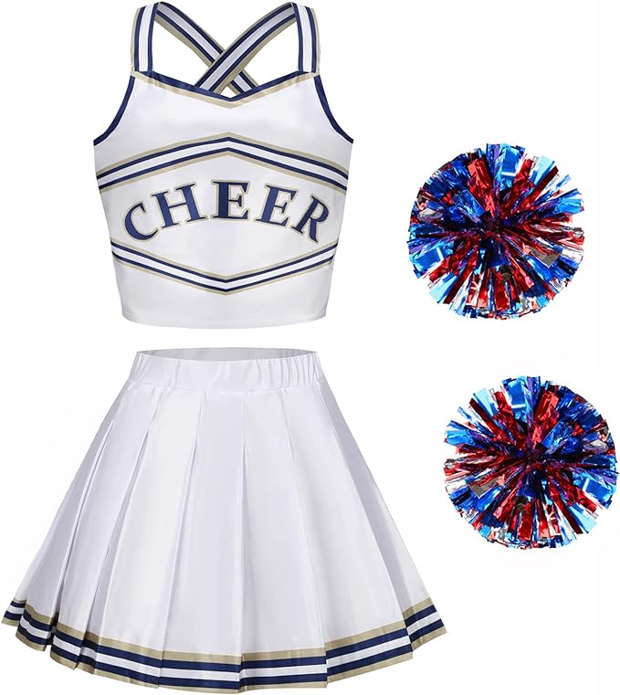 Photo 1 of GRAJTCIN Adult Cheerleader Costume for Womens Sleeveless Cheer Uniform Musical Halloween Party
 medium 