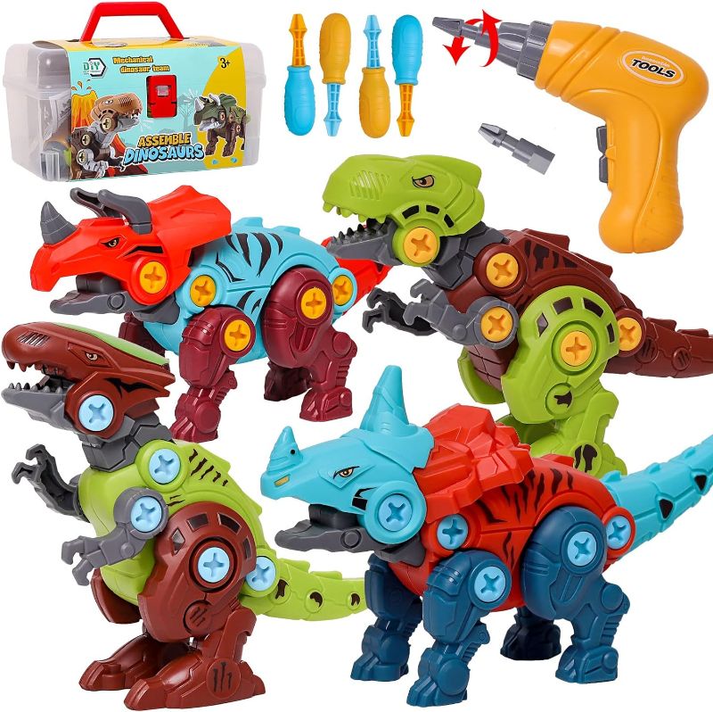 Photo 1 of Take Apart Dinosaur Toy,Educational Building Dinosaur Toy for 3 4 5 6 7 Year Old Kid Boy Girl,STEM Toy Birthday Gift Children Learning Construction Toy(1 Electric Drill&4 Hand Drill Tools)
 