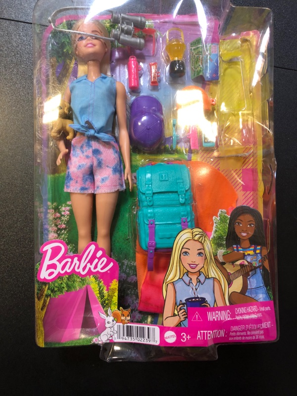 Photo 2 of Barbie It Takes Two Doll & Accessories, Malibu Camping Playset with Doll, Pet Puppy & 10+ Accessories Including Sleeping Bag