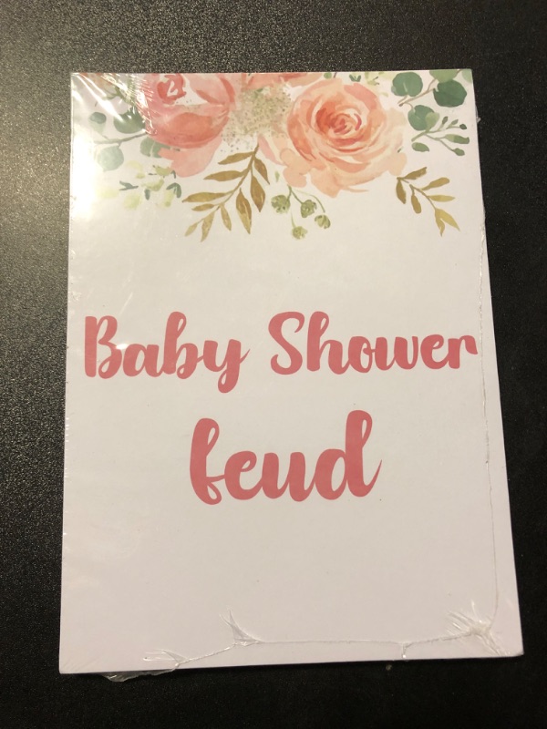 Photo 2 of Baby Shower Game Set - Baby Shower Feud Gender Reveal Party Decor Supply - Floral Greenery Baby Shower Games & Activities - Blush Pink Game Pack For Boys and Girls - 30 Game Cards 1 Answer Card(C05)