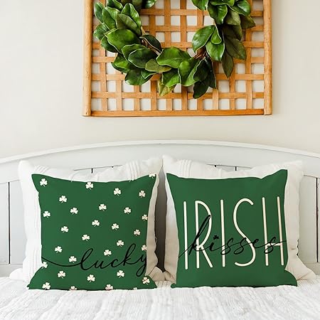 Photo 1 of AVOIN colorlife St Patricks Day Clover Polka Dot Throw Pillow Cover