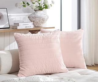 Photo 1 of Pillow Covers 20x20 Set of 2 Farmhouse Throw Pillow Covers Velvet Decorative Pillow Case Square Cushion Covers with Hidden Zipper for Bedroom Car Couch Sofa Office, Pink