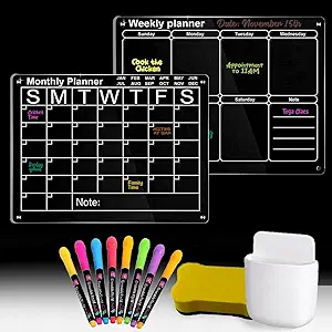 Photo 1 of Acrylic Magnetic Dry Erase Board for Fridge, 17''x12'' Clear Note Board with Calender