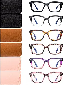 Photo 1 of Areyeth Retro Oversized Blue Light Blocking Reading Glasses for Women Oprah Style Large Thick Frame Ladies Reader with Spring Hinge (Six colors, 1.00