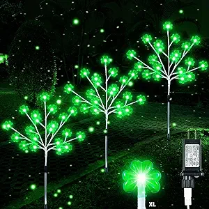 Photo 1 of 3 Packs 28'' Large Shamrocks Stake Lights-St. Patricks Day Outside Deacorations, 8 Modes Green Pathway Light with Timer, Waterproof Saint St. Patrick's Day Lights for Garden Walkway lrish Lawn Decor