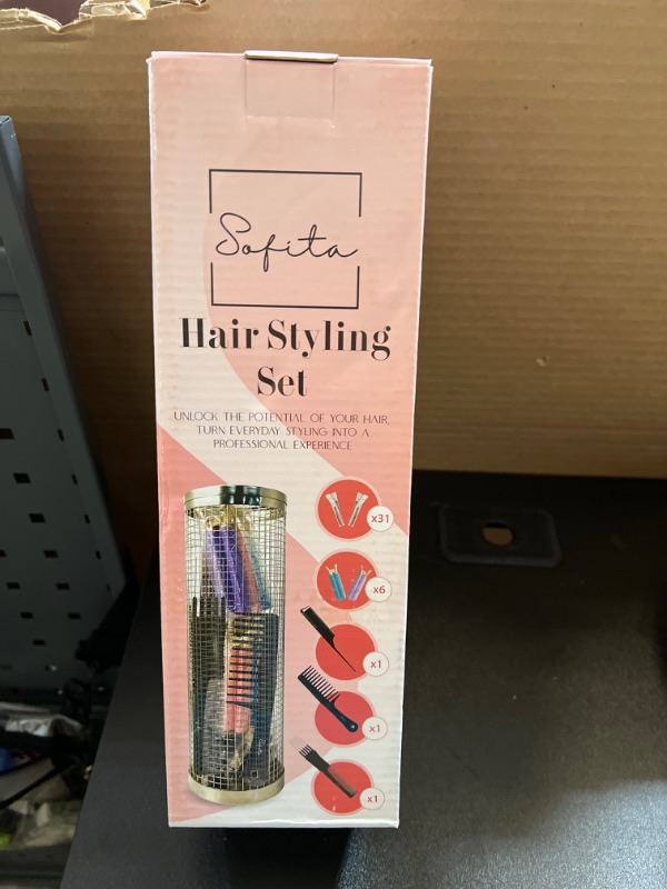 Photo 1 of 40PCS Hair Comb Set All Hair Types Wide Tooth Comb Carbon Lift Teasing Comb with Metal Prong Rat Tail Comb Velcro Hair Volumizing Clips Metal Clips Combs for Parting Teasing Styling Detangling