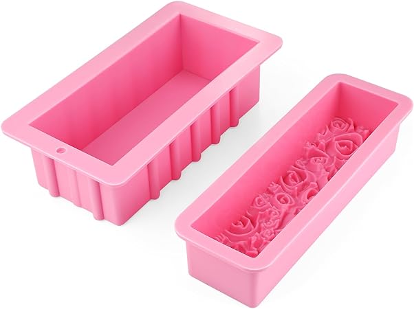 Photo 2 of 2 Pcs Silicone Soap Molds Set Rectangular Soap Making Molds Rose Soap Mold for DIY Soap Resin Casting Handmade Candle Caking Chocolates Muffin Pudding Making Supplies