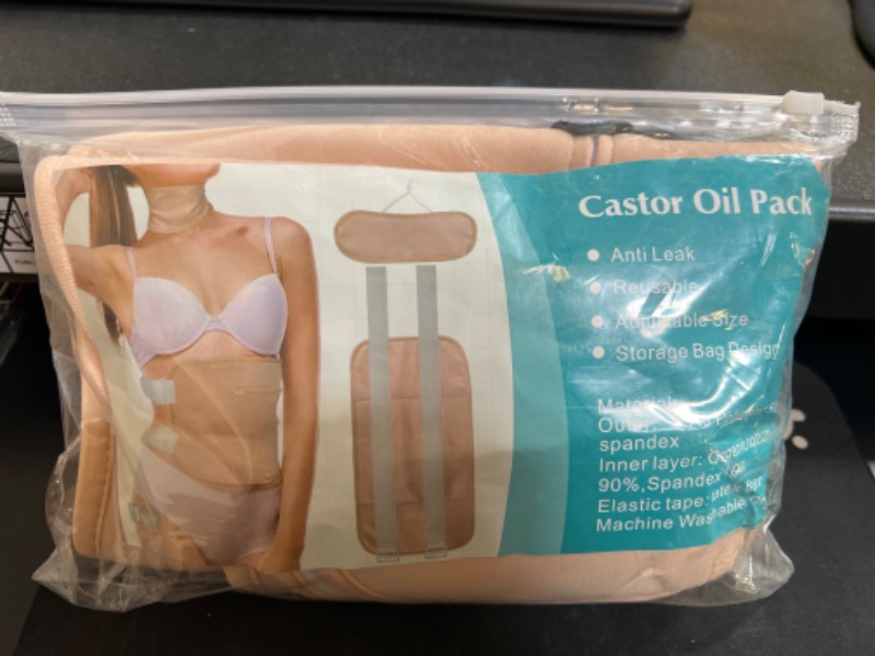 Photo 2 of  Castor Oil Pack Wrap, Reusable Organic Castor Oil Pack Kit, Castor Oil Packs with Adjustable Elastic Strap Bamboo Cotton Machine Washable Anti Oil