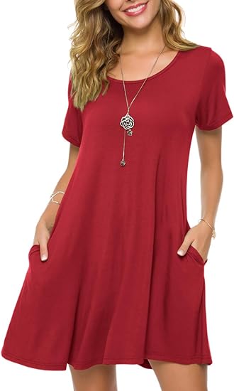 Photo 1 of 3XL ZENNILO Plus Size Casual T Shirt Dresses for Women Flowy Swing Tunic Dress Pockets