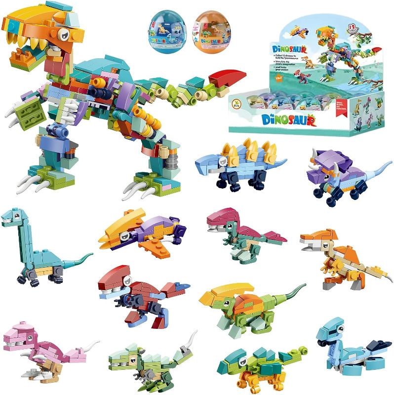 Photo 1 of 12-in-1 Dinosaur Building Blocks Sets with Easter Eggs - Ideal Graduation Season Present - Perfect Party Favors