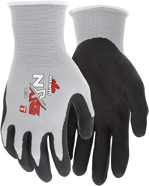 Photo 1 of MCR Safety 9688VL FlexPlus Latex Palm Medium Weight Men's Gloves with Adjustable Wrist Closure, Black/Gray, Large, 1-Pair