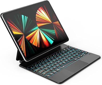 Photo 1 of Floating Cantilever Stand Magnetic Keyboard Case Compatible with iPad Pro 12.9, iPad Case with iPadOS Shortcuts, Multi-Touch Trackpad, 7-Color Backlit, 800mAh Battery, Bluetooth 5.2 Connection (Black)