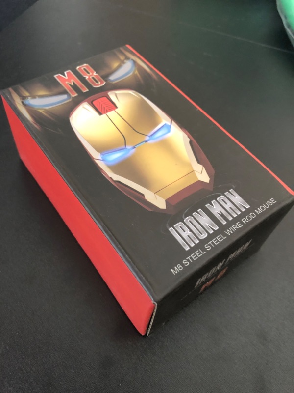 Photo 2 of NYIEFADA Iron Man Wireless Light-Up Mouse Silence 2.4G Ergonomic Optical Laptop Mice Cool Novelty 3 Adjustable DPI for Left/Right Hand Compatible with Windows, Mac, and Linux Gold