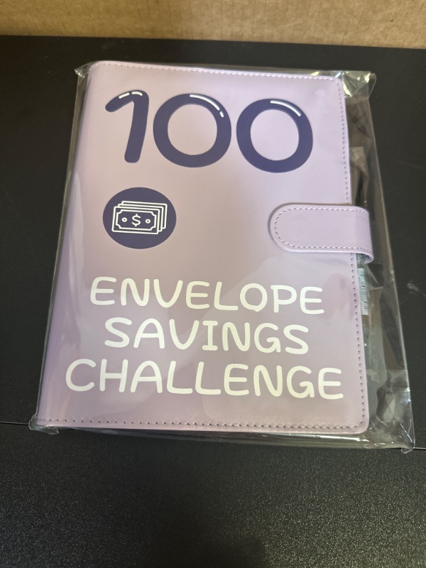 Photo 2 of 100 Envelopes Money Saving Challenge, 2023 PU Leather 100 Envelope Challenge Binder, Easy and Funny Way to Save $5,050 Budget Planner, 100-Day Envelope Challenge Kit Money Saving Binder Leather-Purple