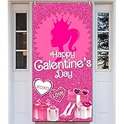 Photo 1 of Galentines Day Door Cover,Glitter Hot Pink Happy Galentines Day Banner for Door Happy Galentine Day Supplies Front Door Love Princess Girl Theme Photo Booth