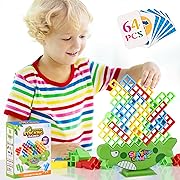 Photo 1 of LIMYIOM 64Pcs Tetra Tower Game, Stack Attack Family Board for 2 Players Family Games, Dinosaur Building Blocks Stacking Balance Games Toys for Kids, Adults, Friends, Travel Party and Family Game Night