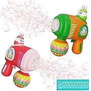 Photo 1 of Bubble Machine Gun 2PCS Easter Maker with Detachable Rabbit & Lights 4000+Bubbles Per Minute Gifts for Kids Toddlers 3 4 5 6 7 8 Years Outdoor Indoor Birthday Wedding Party Gun