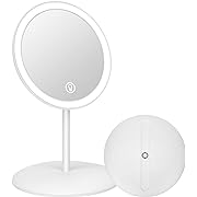 Photo 1 of TiKenSo Folding Travel Makeup Mirror, Portable LED Vanity Mirror with Touch Control Adjustable Brightness, Rechargeable USB, 180 Degree Rotation, 142mm Wide Field