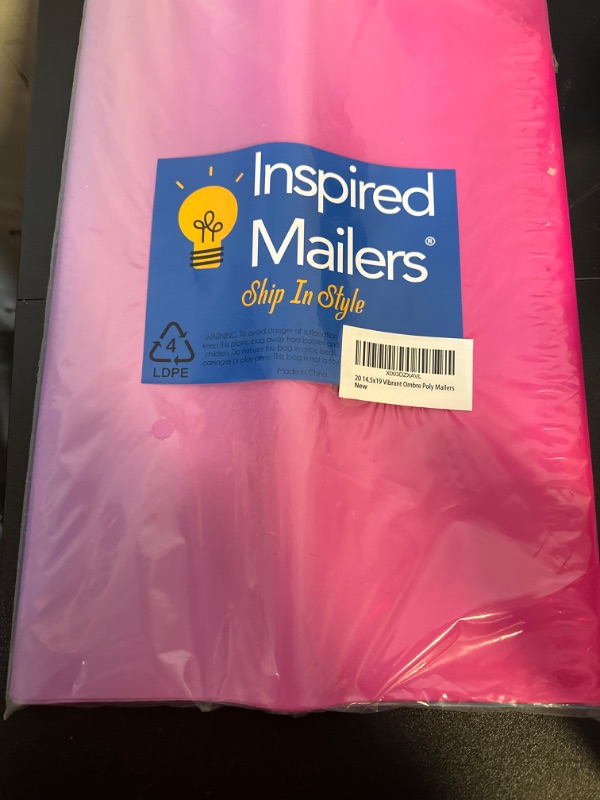 Photo 2 of Inspired Mailers - Large Poly Mailers 14.5 x 19-20 Pack - Vibrant Ombre - Large Shipping Bags for Clothing - Large Mailing Envelopes - Shipping Envelopes - Mailers Poly Bags 14.5x19" - 20 Pack Vibrant Ombre