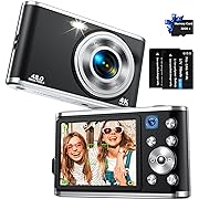 Photo 1 of Digital Camera, Auto Focus FHD 4K Vlogging Camera with Dual Camera 48MP 16X Digital Zoom Kids Compact Camera with 32GB Memory Card Portable Point and Shoot Cameras for Teens Beginner Adult,Black