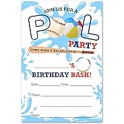 Photo 1 of VAHATAN Pool Baseball Birthday Party Invitations 20 Pack Sport Baseball Pool Party Invitations with Envelopes Invites Cards for Birthday Party