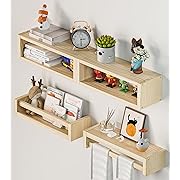 Photo 1 of Floating Shelf with Extra Cube Shelf, 5.7 inch Deep Nursery Shelves with Lip, Natural Solid Wood Kids Bookshelf, Baby Nursery Decor for Wall (Natural-4pack, 16.5in)