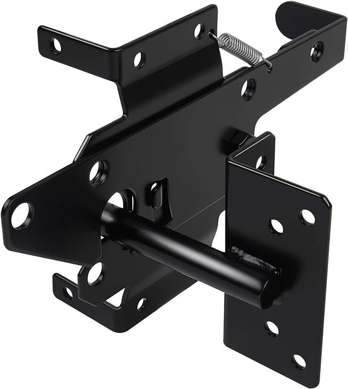 Photo 1 of Gate Latches for Wooden Fences Heavy Duty Post Mount Automatic Gravity Lever Spring Self Locking Hardware Wood/Vinyl Fence Gate Lock for Secure Pool/Yard/Garden,Black Finishing,Steel