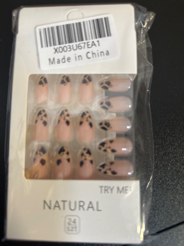 Photo 2 of 24Pcs Press on Nails Short Almond Fake Nails 