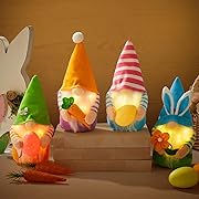 Photo 1 of mini ShinyRelief 4 Pcs Lighted Easter Gnome Decorations Plush Easter Bunny Egg Carrot Handmade Swedish