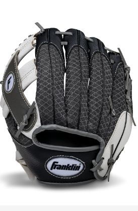 Photo 1 of Franklin Sports Kids Baseball Glove + Ball Sets - Meshtek Youth Teeball Gloves for Kids + Toddlers - Left + Right Hand Throw Mitts + Glove Sets with Foam Balls - Boys + Girls Gloves - 9.5" Inch Left Hand Throw Glove and Ball Black/Graphite/White