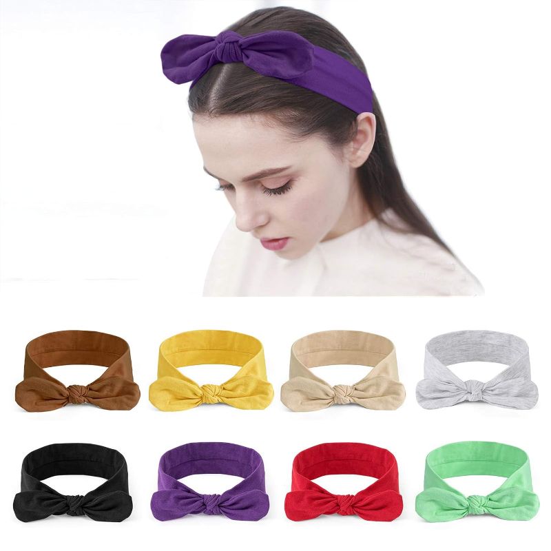 Photo 1 of Headbands for Women Elastic Headbands Knot Turban Hairband Fashion Hair Accessories 