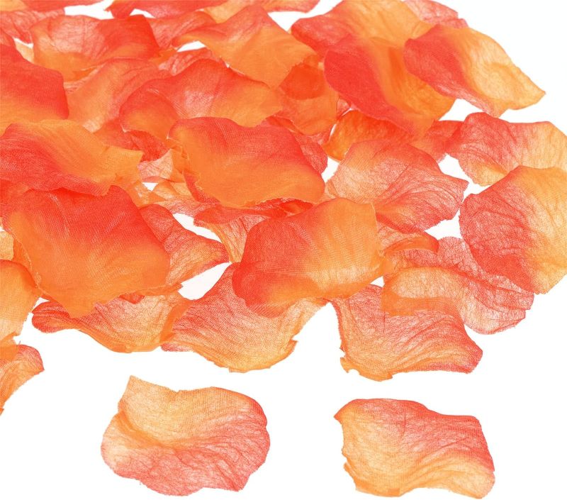 Photo 1 of  Fake Flowers Silk Petal Decoration Supplies for Romantic Night Wedding Party Event Decor, Gradient Orange 