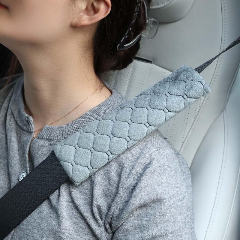 Photo 1 of ++BUNDLE OF 2++ Soft Seat Belt Cover Pad for Kids & Women, 2 PCS Seatbelt Cushion for Backpack Shoulder Strap Pads and Seatbelt Covers (Gray, 22cm/8.6in)
