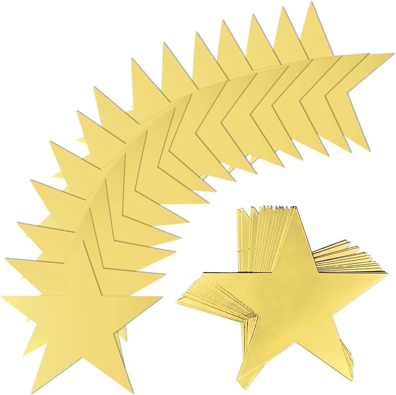 Photo 1 of 100 PCS GLITTER GOLD FIVE STAR CUTOUTS PAPER STAR 