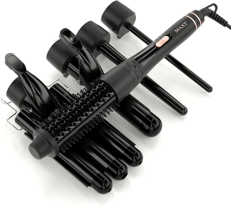 Photo 1 of 5 in 1 Hair Waver Curling Set for Long and Short Hair - 30s Heat-up Ceramic Iron with 2 Temps and 5 Barrels (0.3"-1.25")
