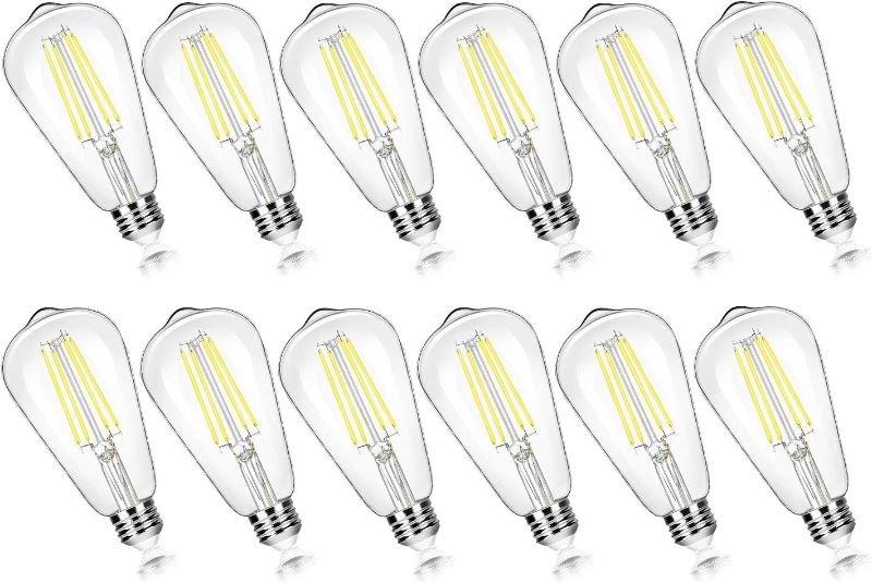 Photo 1 of 12 PCS 8W NON-DIMMABLE LED E26 EDISON VINTAGE BULBS ST64 5000K